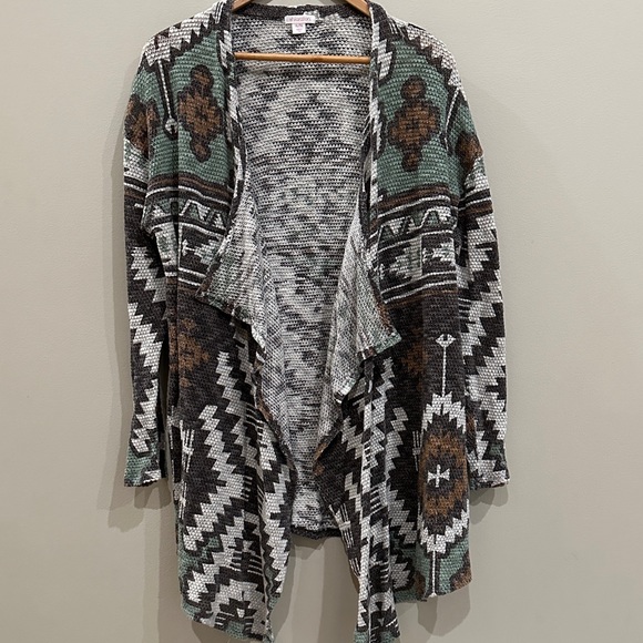 Boho drape front sweater cardigan XL - Picture 3 of 6